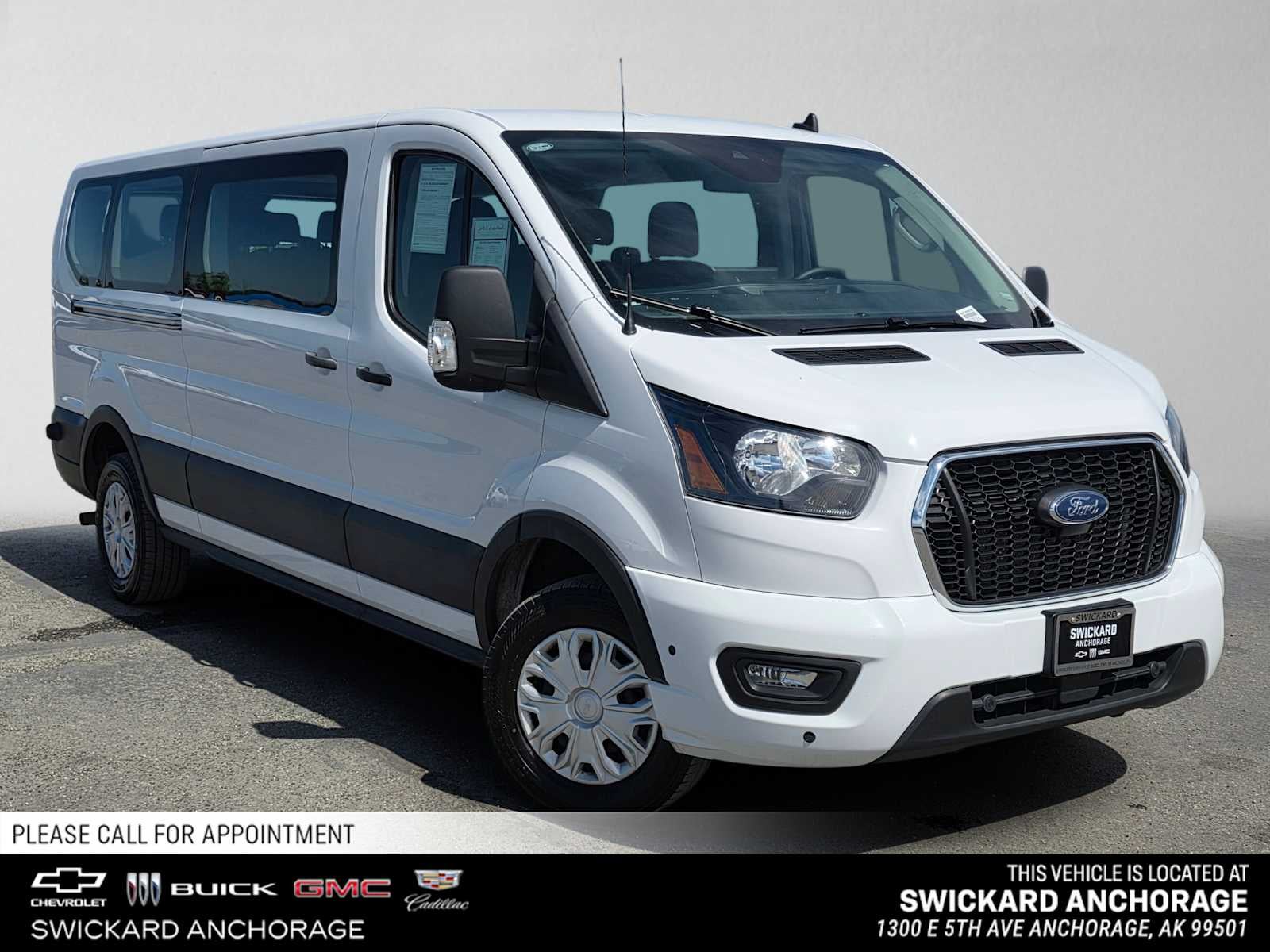 2024 Ford Transit Passenger Wagon XL in Oxford White — front three-quarter view