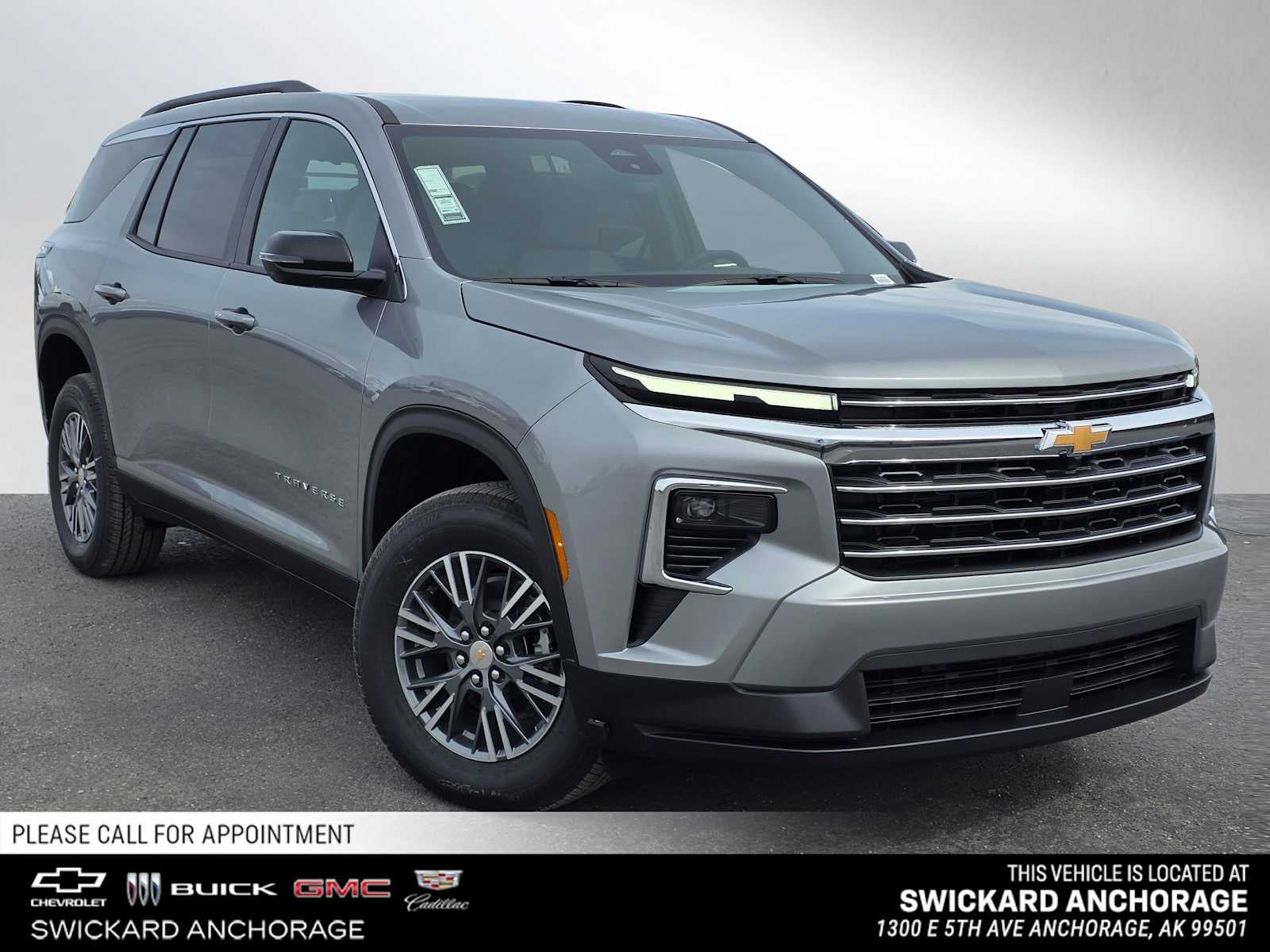 2026 Chevrolet Traverse LT in Sterling Gray Metallic — front three-quarter view