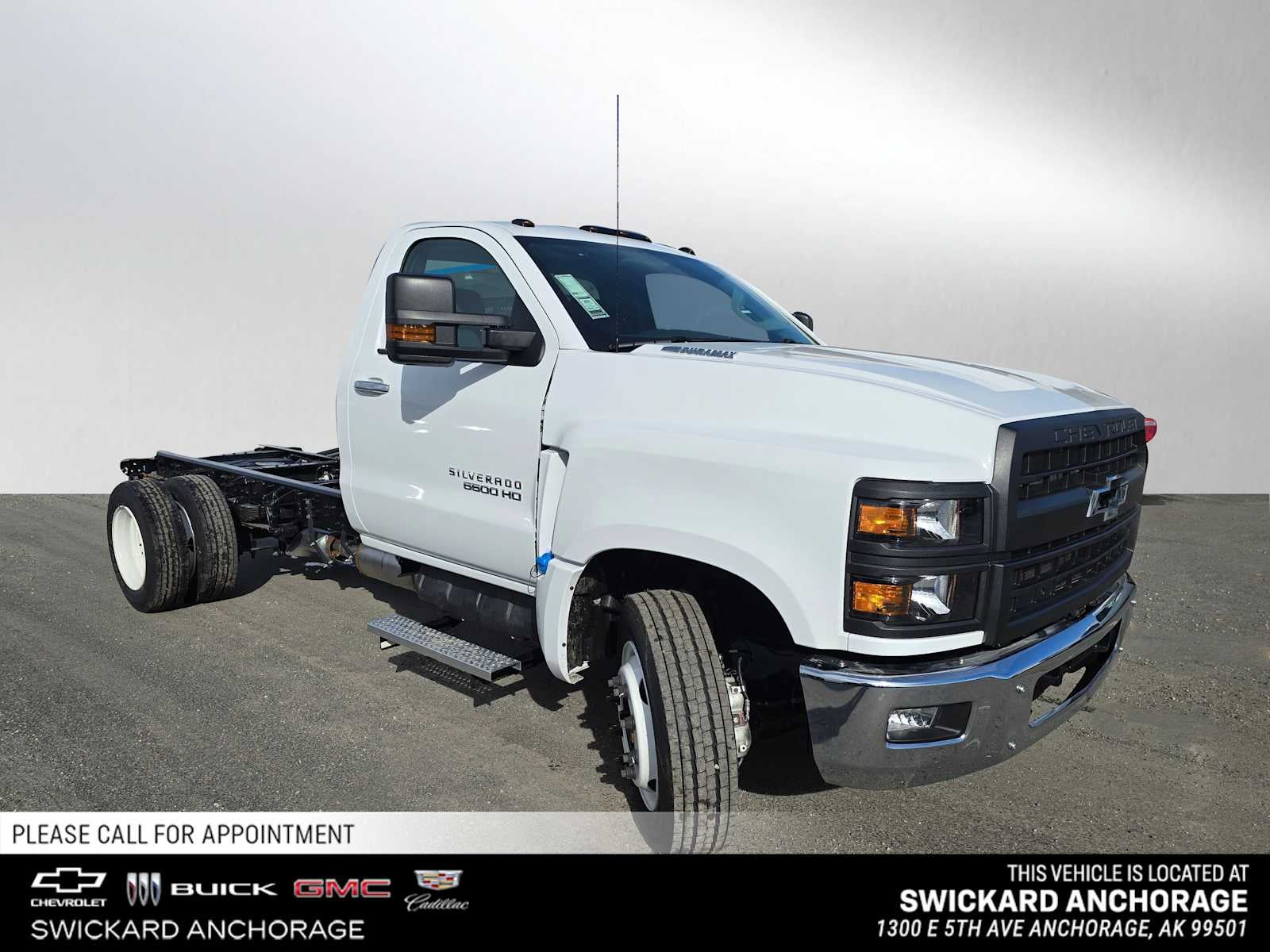 2023 Chevrolet Silverado 5500 HD Work Truck in Summit White — front three-quarter view