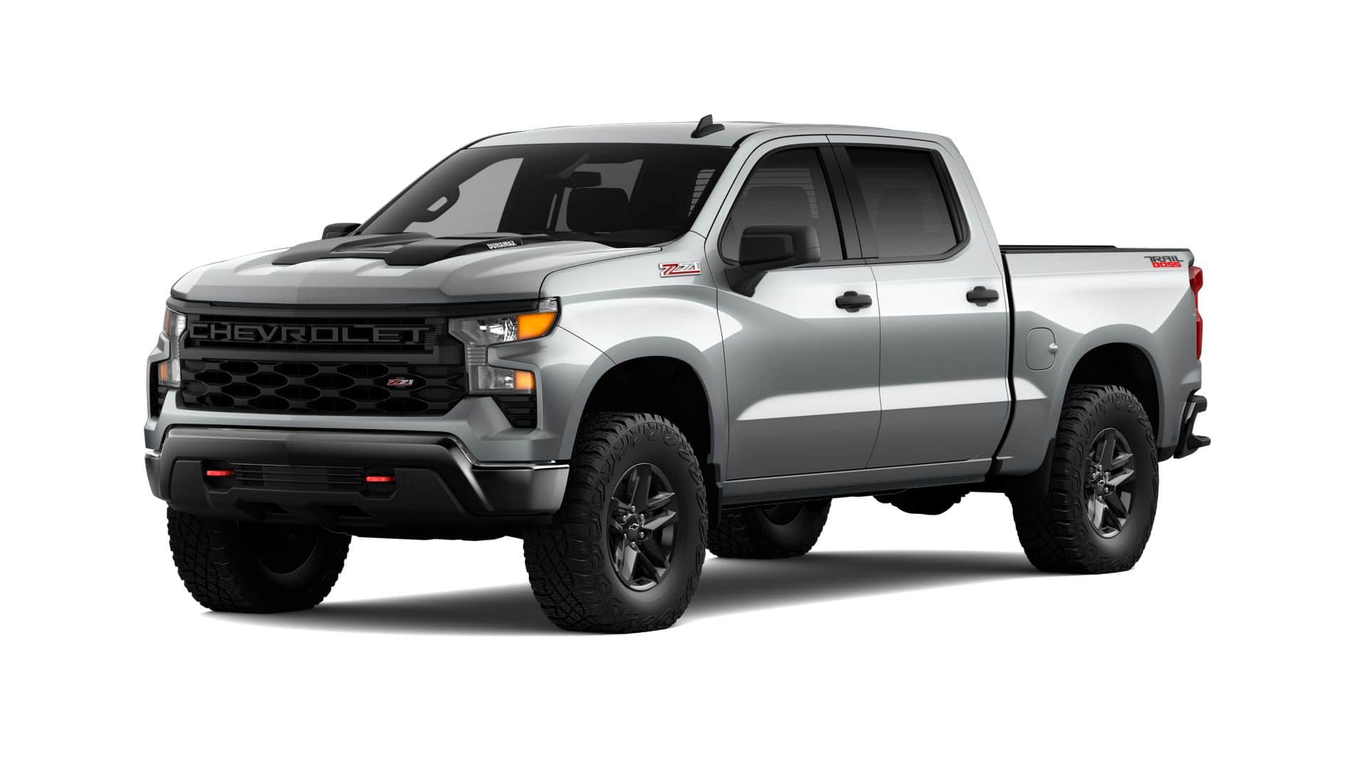 2026 Chevrolet Silverado 1500 Custom Trail Boss in Sterling Gray Metallic — front three-quarter view