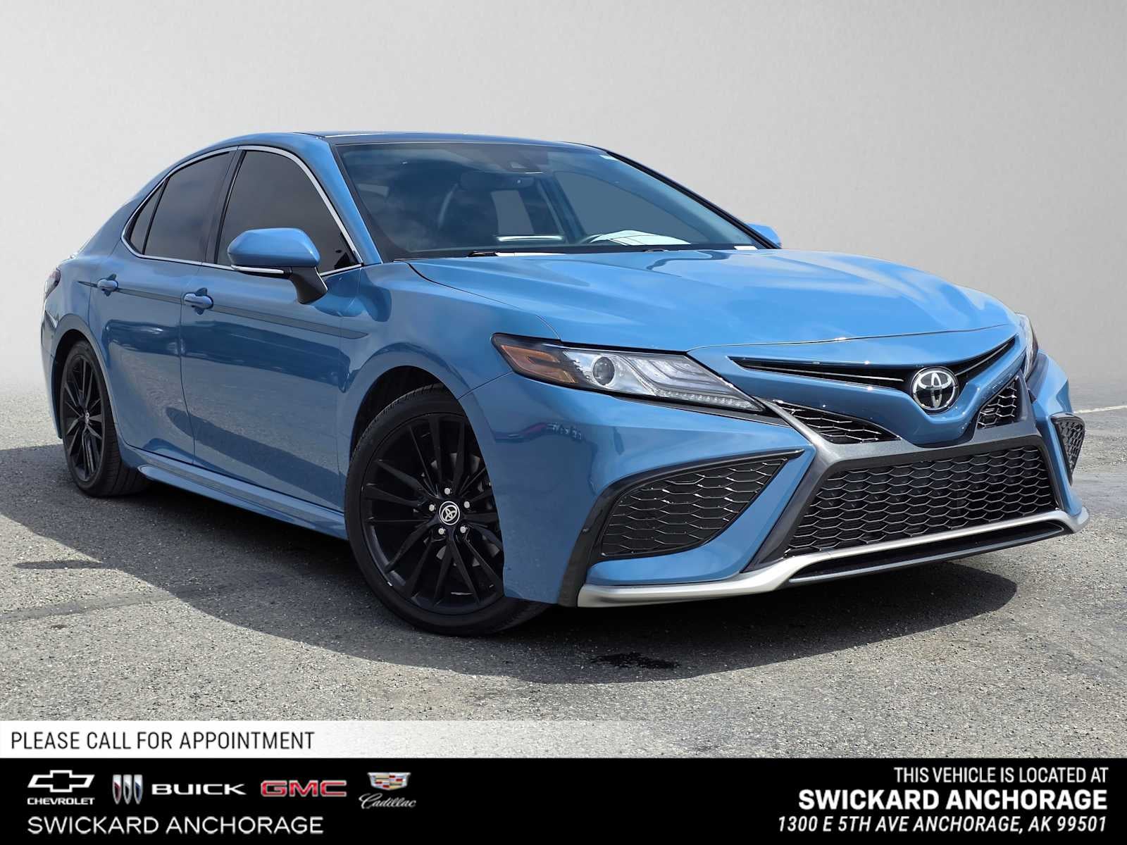 2024 Toyota Camry XSE in Blue — front three-quarter view